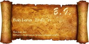Bablena Irén névjegykártya